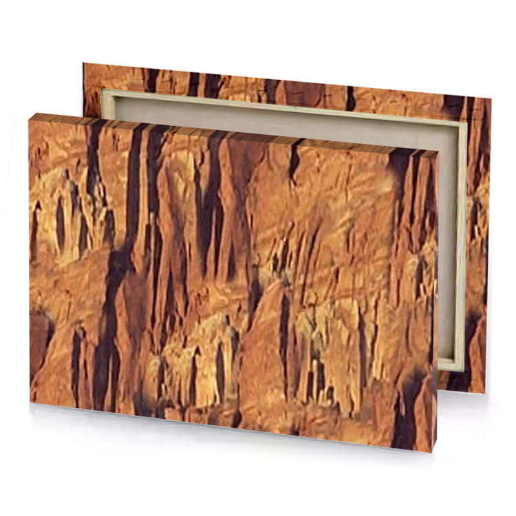 a large rock formation bistre canvas