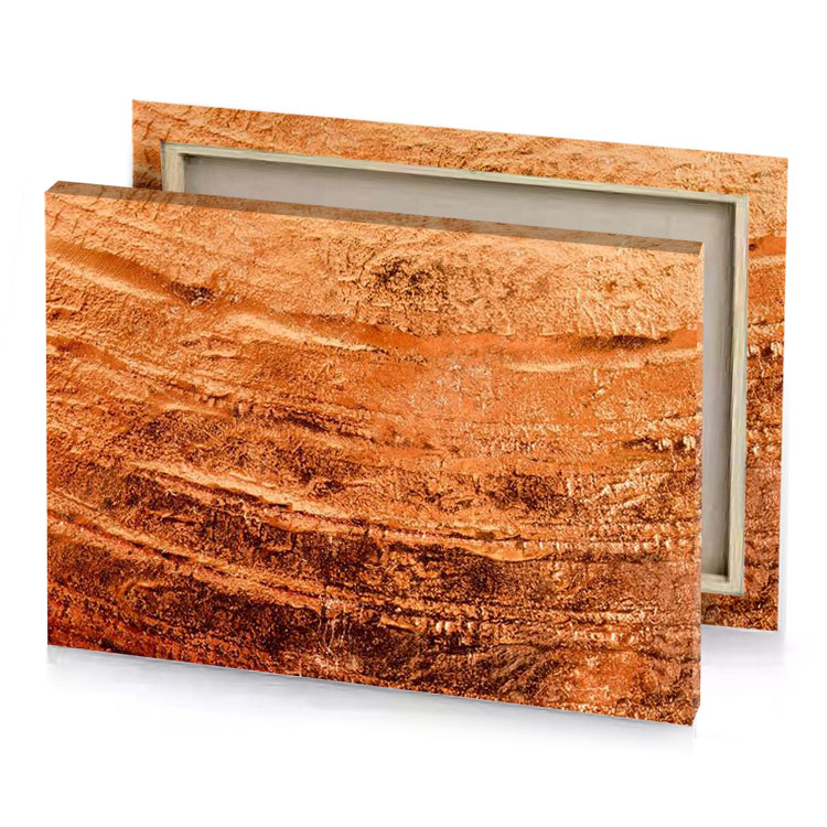 a large rock with very thick layer of saddle brown canvas