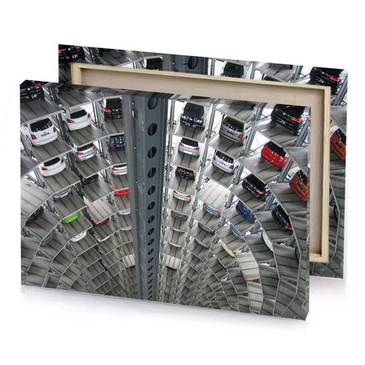 a large room with many cars parked in it charcoal canvas