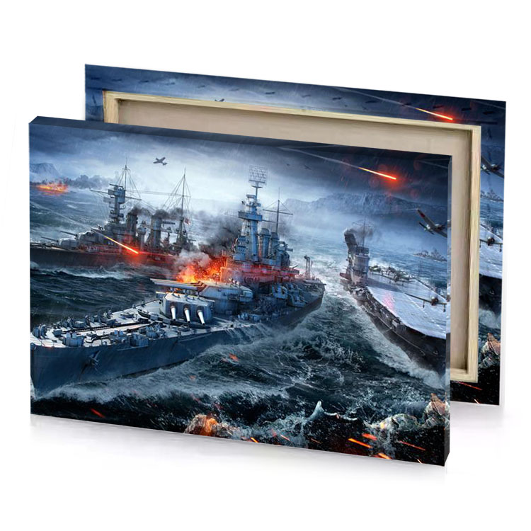 a large ship in the water charcoal canvas