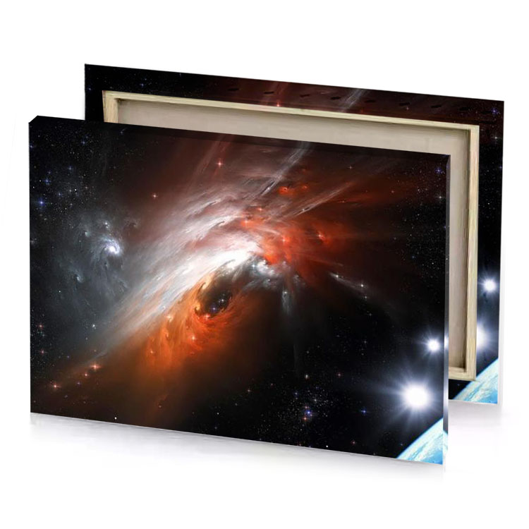 a large star in the center of nebula saddle brown canvas