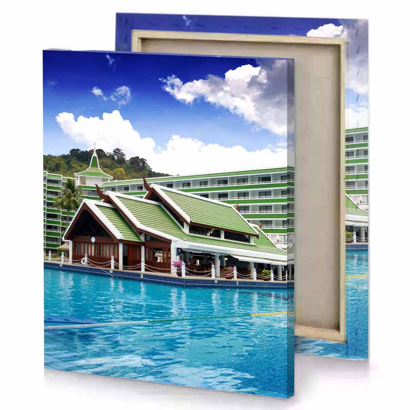 a large swimming pool dark sea green canvas
