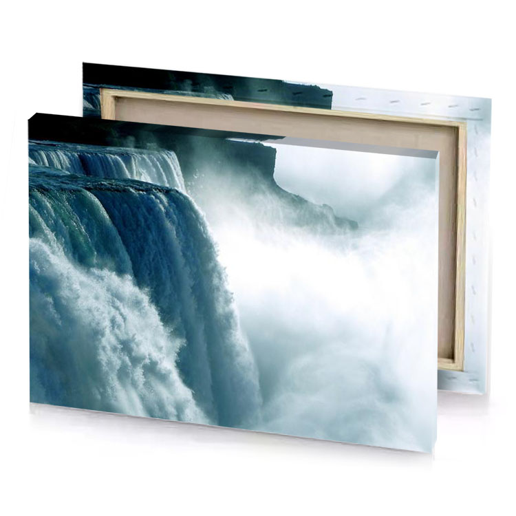 a large waterfall prussian blue canvas