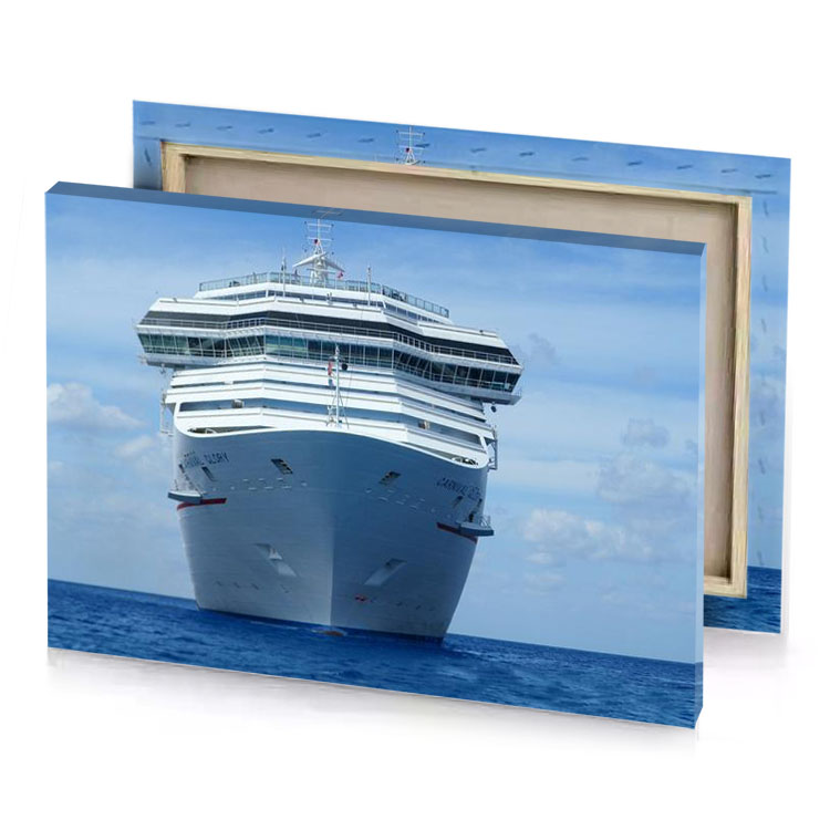 a large white cruise ship teal blue canvas