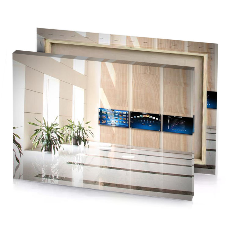 a large white tiled floor silver canvas