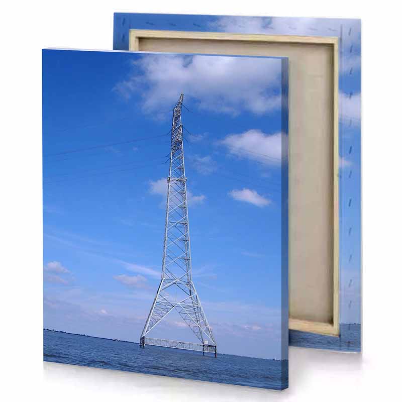 a large white tower cornflower blue canvas