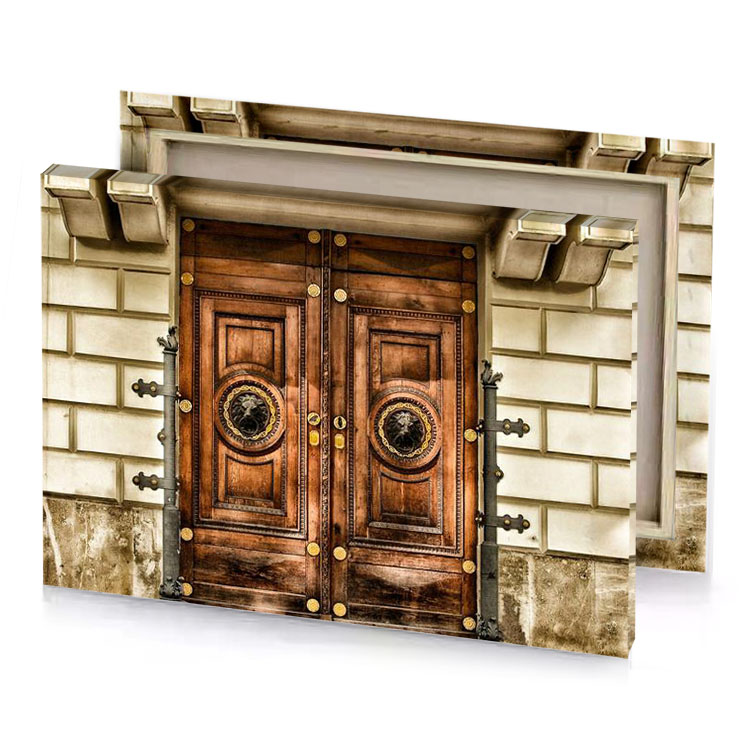 a large wooden door sepia canvas