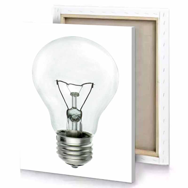 a light bulb with small inside platinum canvas