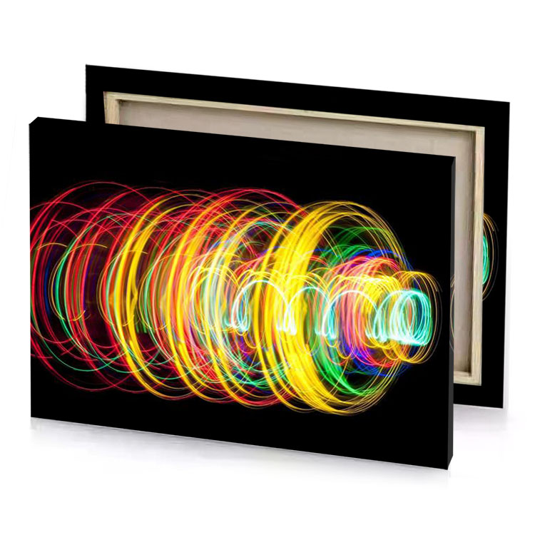 a light painting of circle banana yellow canvas