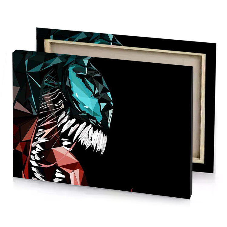 a lion head made up of triangles medium turquoise canvas