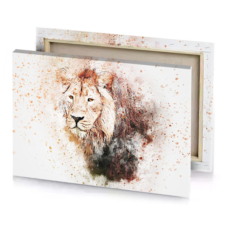 a lion is shown in this watercolor painting camouflage green canvas