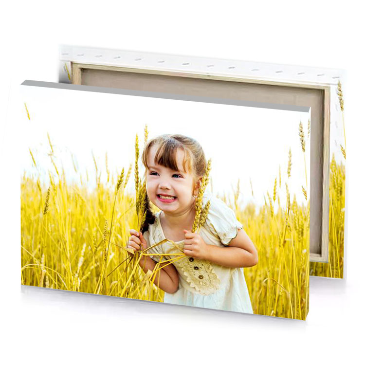 a little girl in field of wheat snow canvas