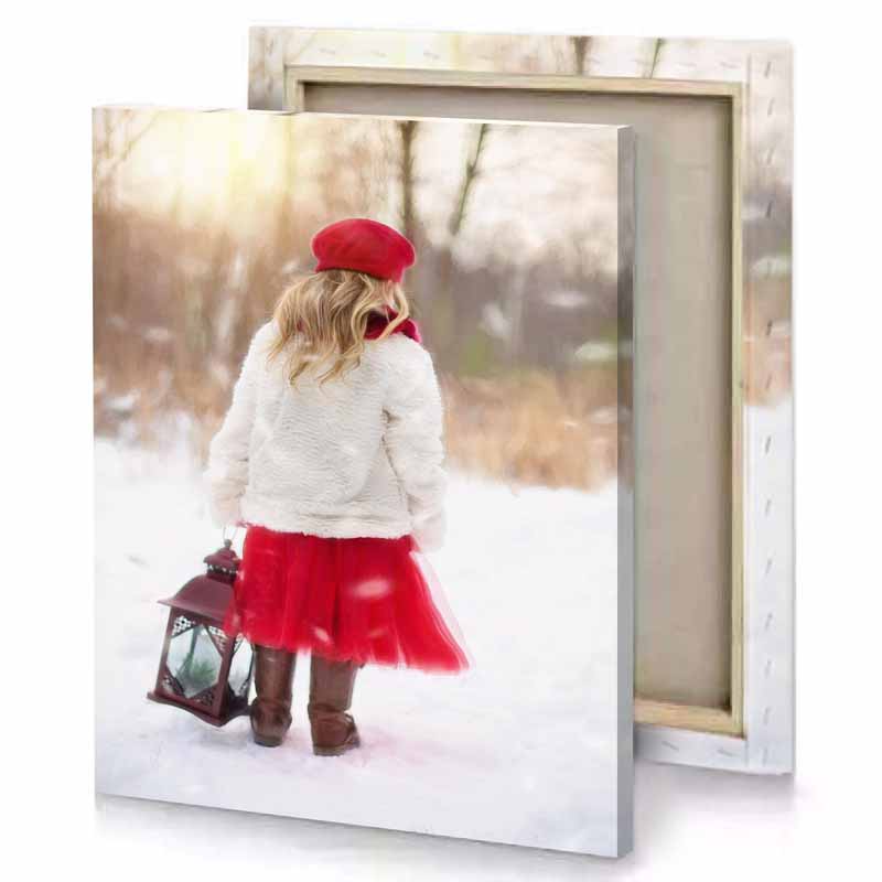 a little girl in red tutue firebrick canvas