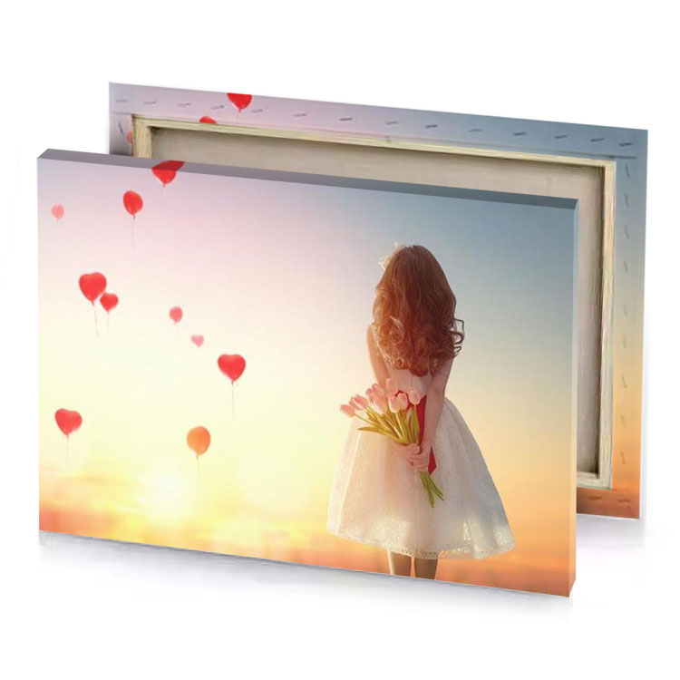 a little girl in white dress holding bunch of flowers corn silk canvas