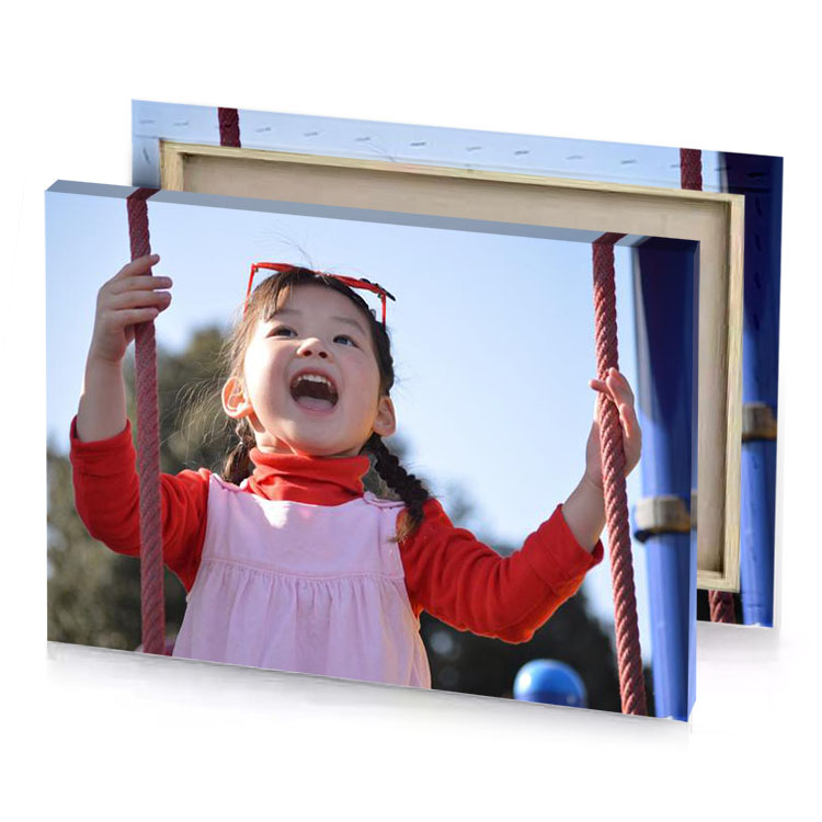 a little girl is smiling and swinging on swing lavender canvas