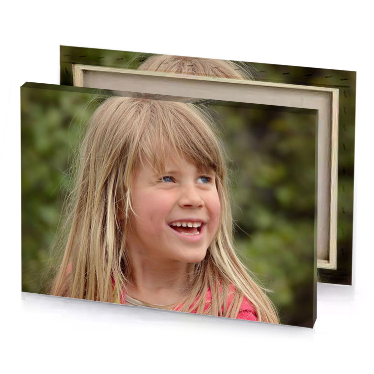 a little girl with long blonde hair and blue eyes bistre canvas