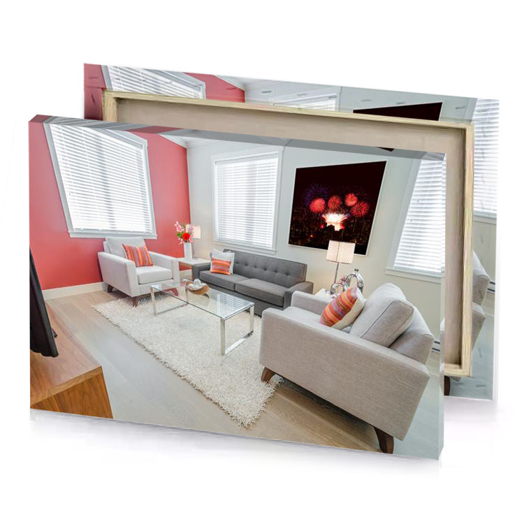 a living room with couch chair and television silver canvas