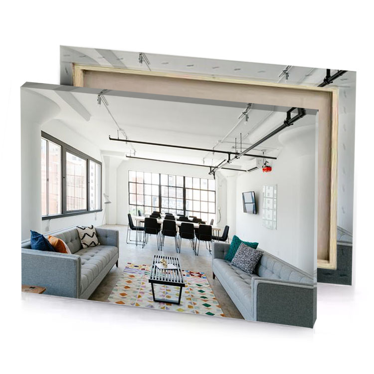 a living room with couch table and television platinum canvas