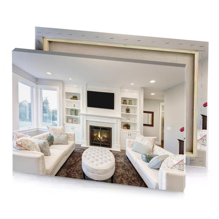 a living room with fireplace and couch platinum canvas