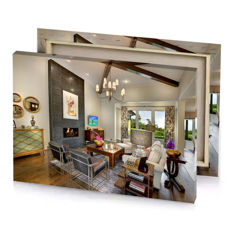 a living room with fireplace and couch rosy brown canvas