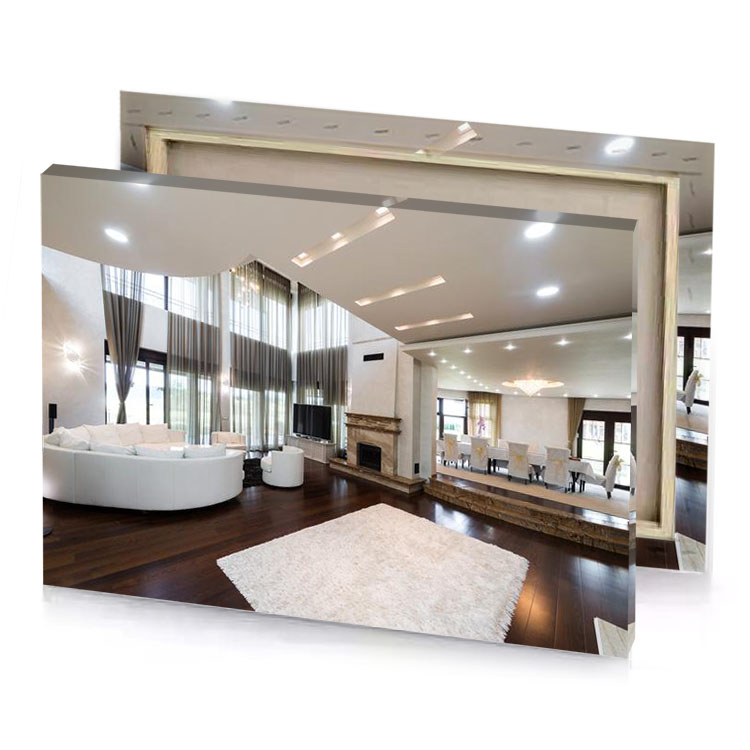 a living room with large white couch platinum canvas