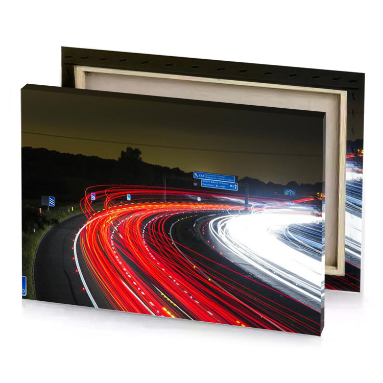 a long exposure of highway with cars driving on it lust canvas
