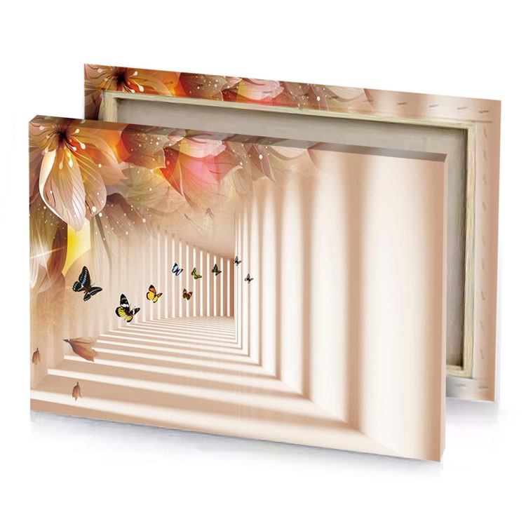 a long row of white walls tan canvas