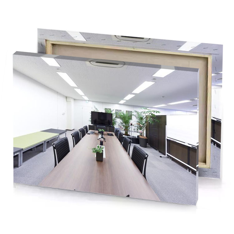a long wooden table smoky black canvas