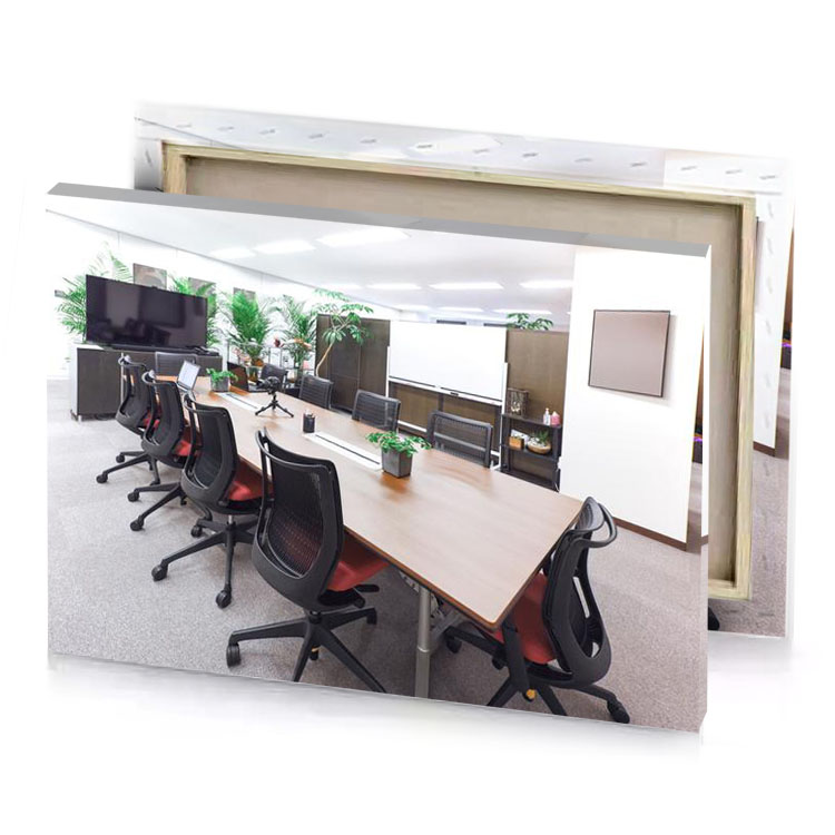 a long wooden table taupe canvas