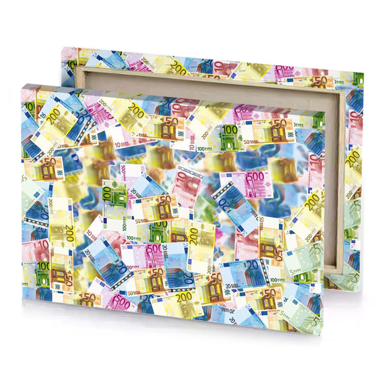 a lot of euro bank notes champagne canvas