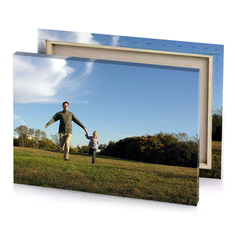 a man and child are playing in field iceberg canvas