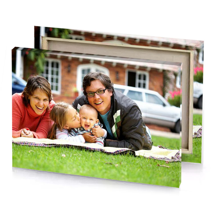 a man and two girls laying on blanket white smoke canvas