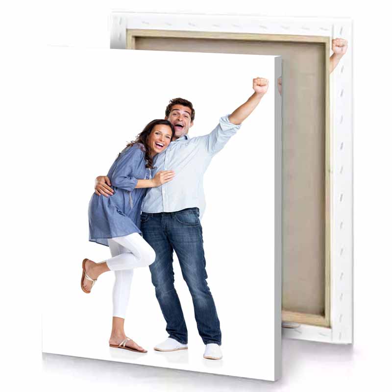 a man and woman dancing together snow canvas