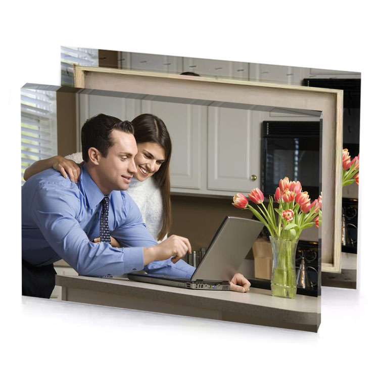 a man and woman dark gray canvas