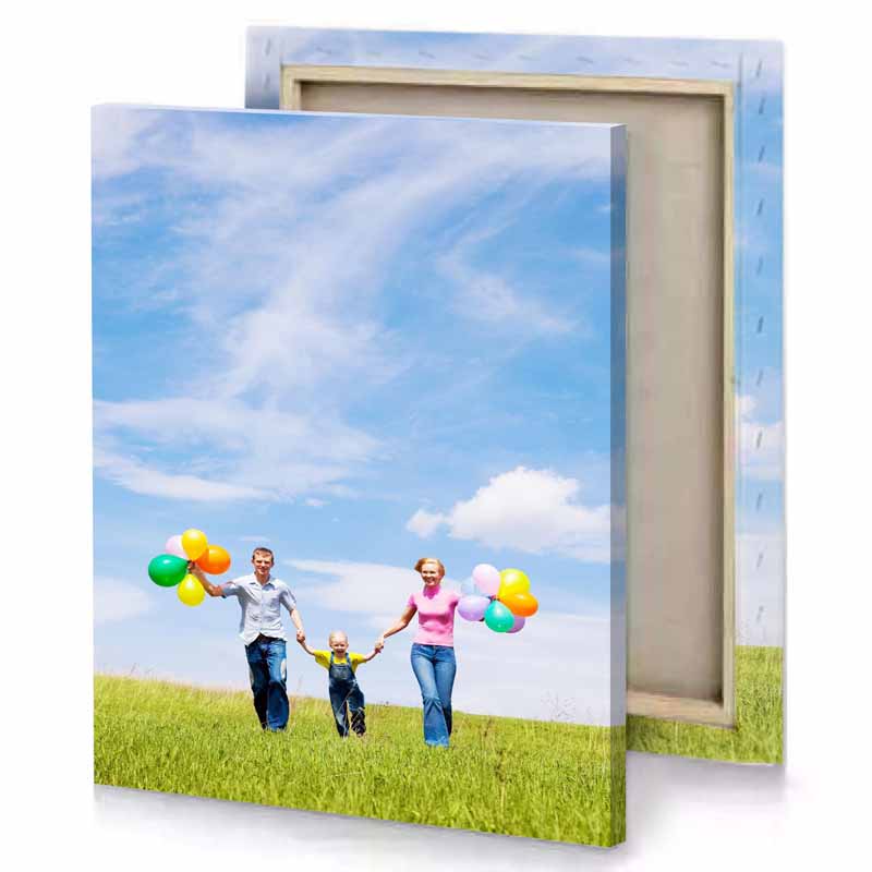 a man and woman holding balloons light steel blue canvas