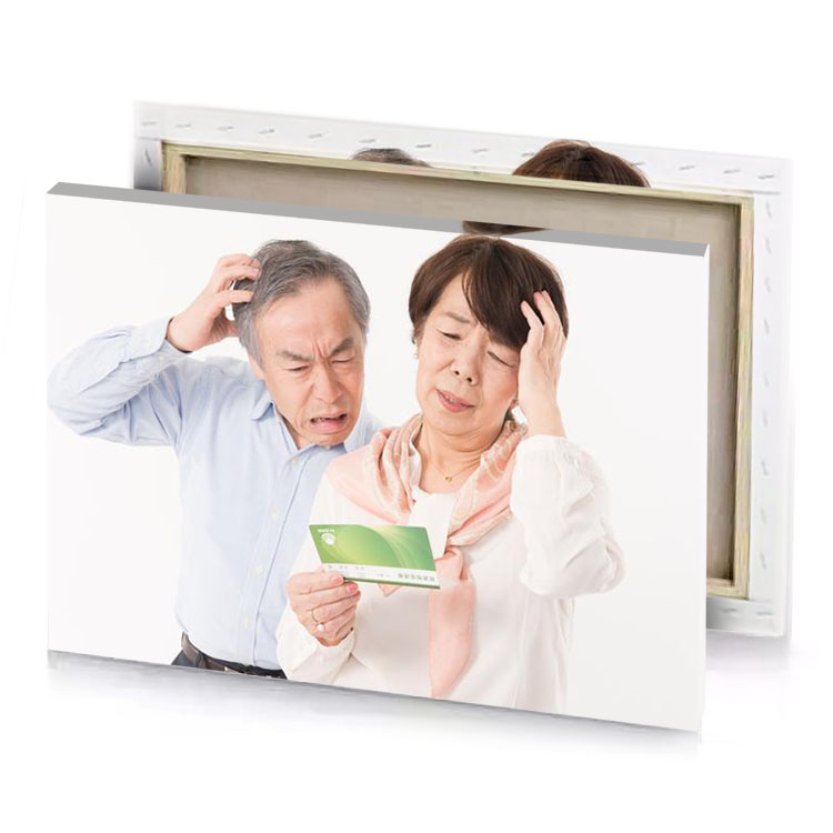 a man and woman holding credit card white smoke canvas
