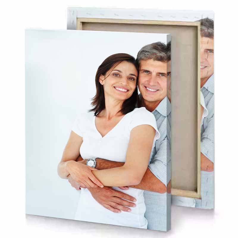 a man and woman hugging each other lavender canvas