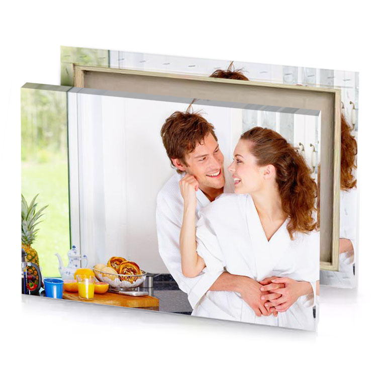 a man and woman in bathrobe white smoke canvas