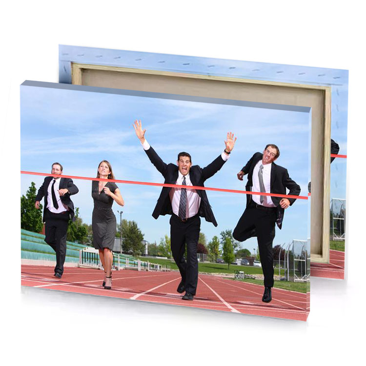 a man and woman in business suits periwinkle canvas