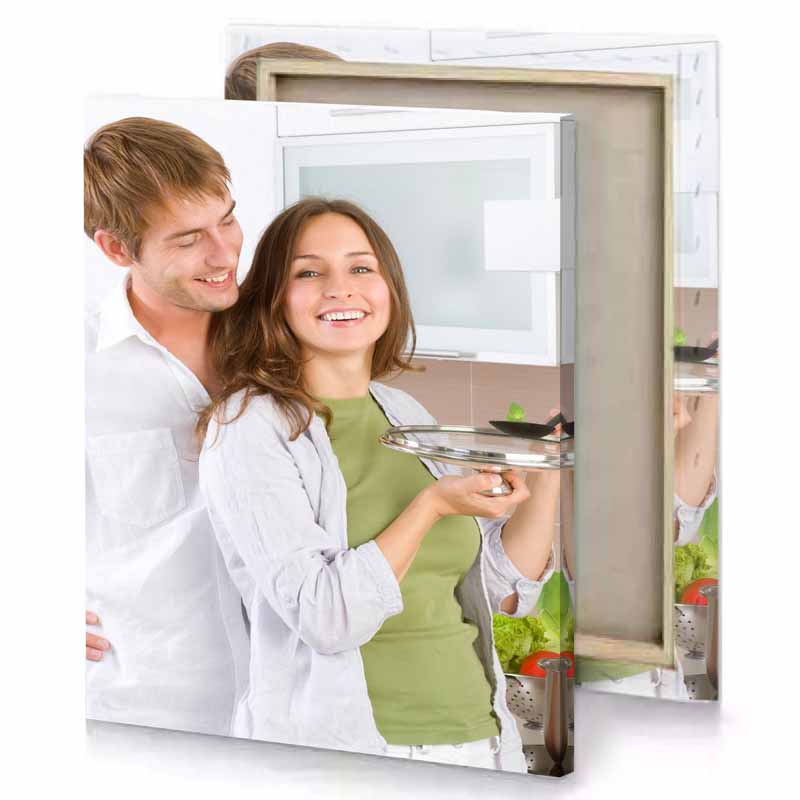 a man and woman in kitchen lavender canvas