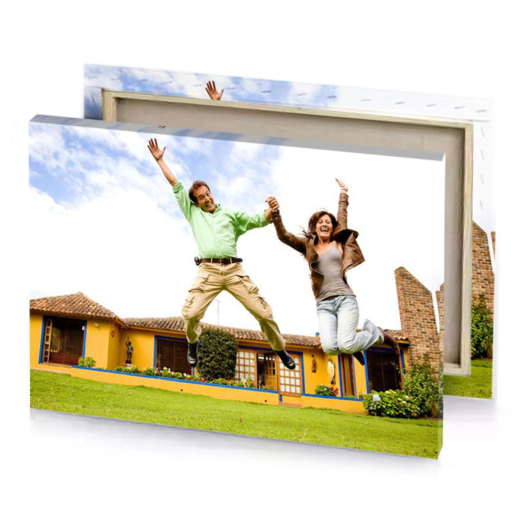 a man and woman jumping in the air pearl canvas