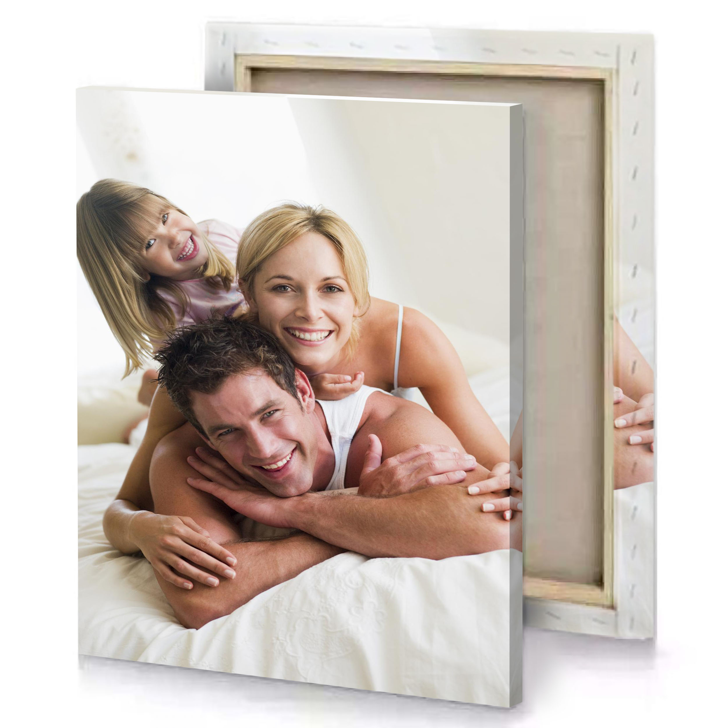 a man and woman laying on bed platinum canvas