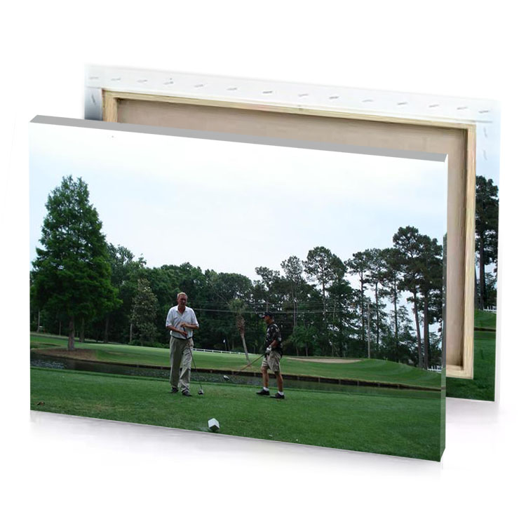 a man and woman playing game of golf alice blue canvas