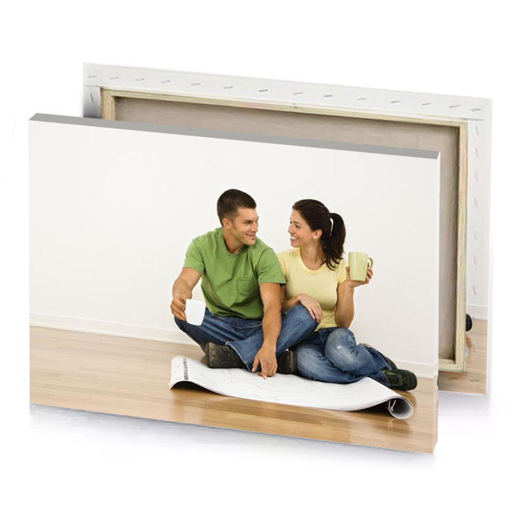 a man and woman sitting on floor linen canvas