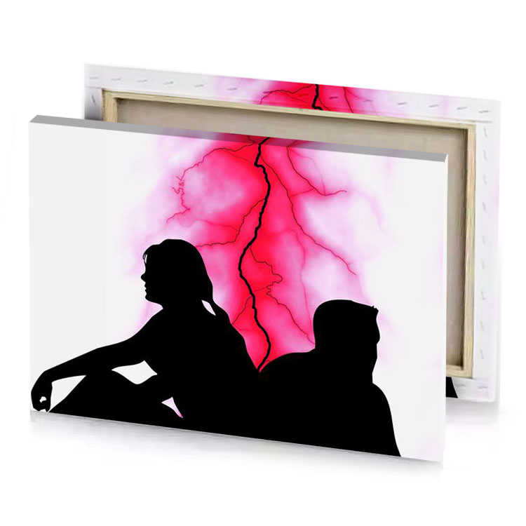 a man and woman sitting on rock wild strawberry canvas