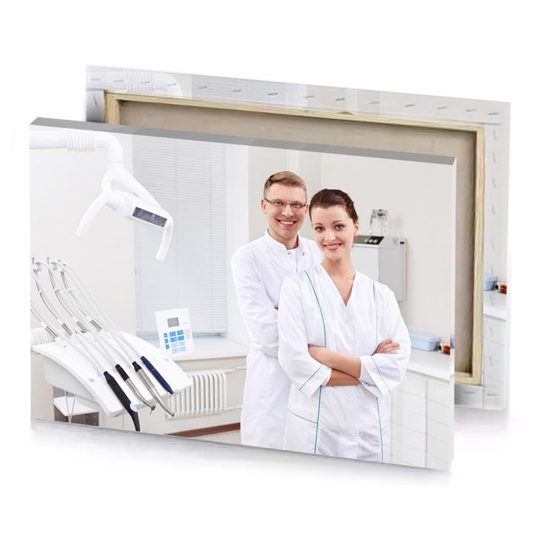a man and woman standing in dental room platinum canvas