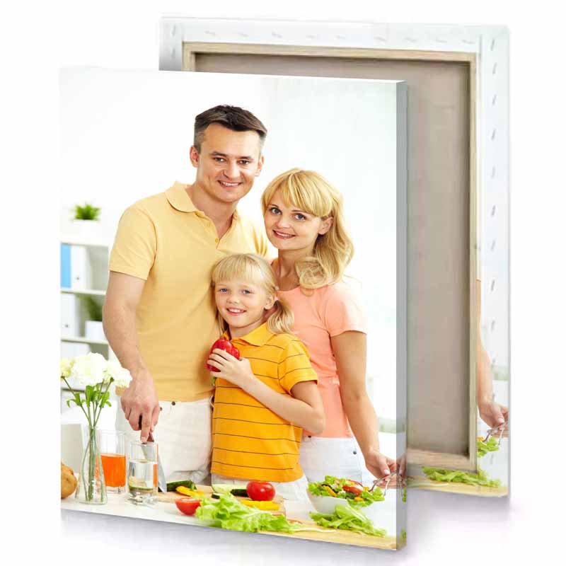 a man and woman standing in front of table with white smoke canvas