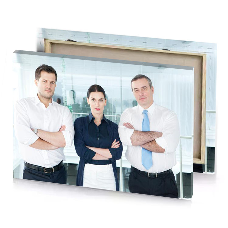 a man and woman standing in room lavender canvas