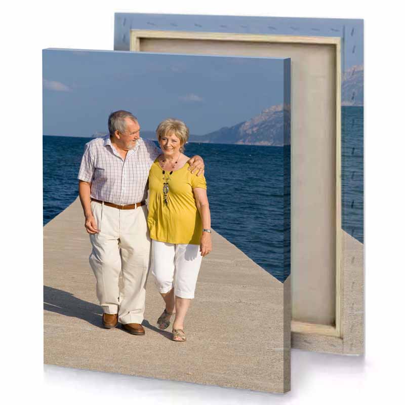 a man and woman walking on pier light slate gray canvas