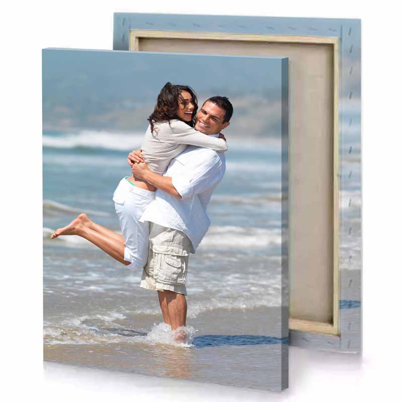 a man carrying woman manatee canvas